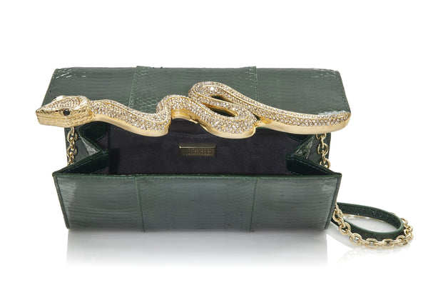 judith leiber Serpent Snakeskin Clutch Emerald