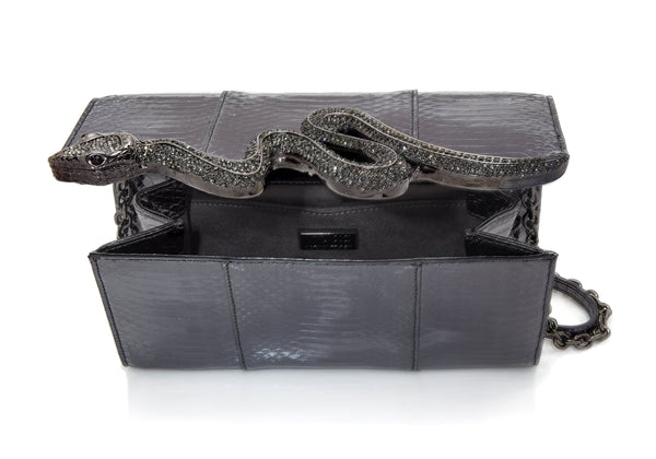 Judith Leiber Serpent Snakeskin Clutch Gray