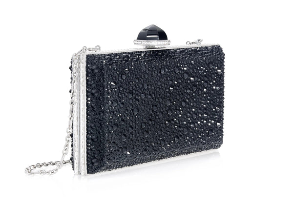 Judith Leiber Skylar Crystal Caviar Black