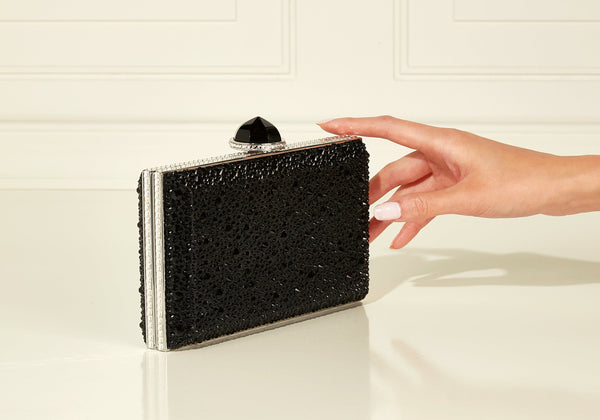 judith leiber Skylar Crystal Caviar Black