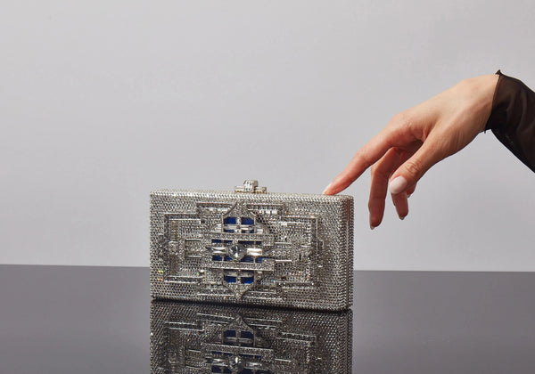 judith leiber Sleek Rectangle Lillian Silver