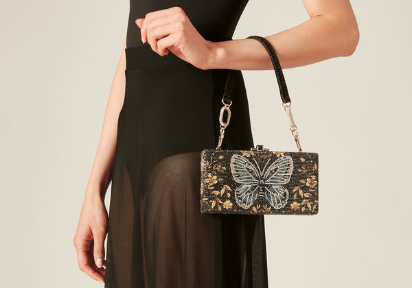 judith leiber Sleek Rectangle Midnight Butterfly