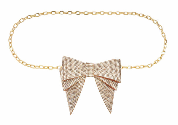 Judith Leiber Soft Bow Belt Champagne
