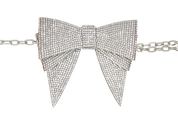 Judith Leiber Soft Bow Belt Silver