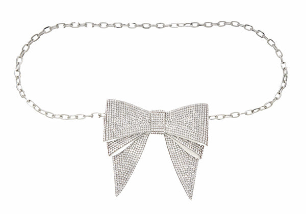Judith Leiber Soft Bow Belt Silver