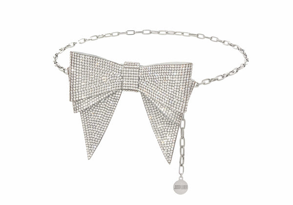 judith leiber Soft Bow Belt Silver