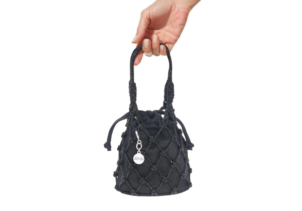 judith leiber Sparkle Net Pouch Black