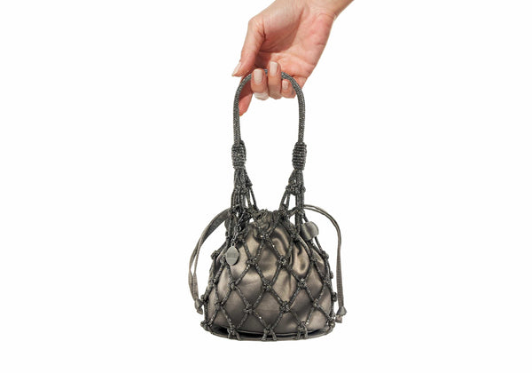 judith leiber Sparkle Net Pouch Gray