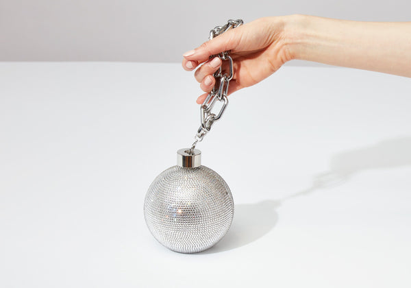 judith leiber Sphere Ball and Chain Silver