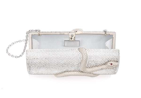 Judith Leiber Spiral Snake Cylinder Silver