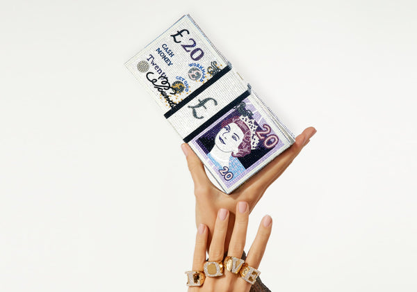 judith leiber Stack of Cash 20 Pound Note