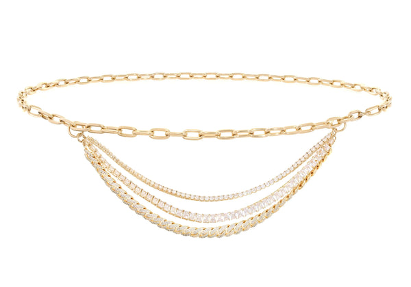 Judith Leiber Triple Chain Belt Champagne