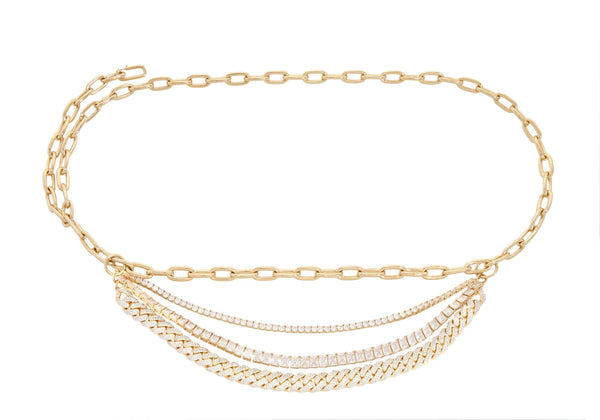judith leiber Triple Chain Belt Champagne