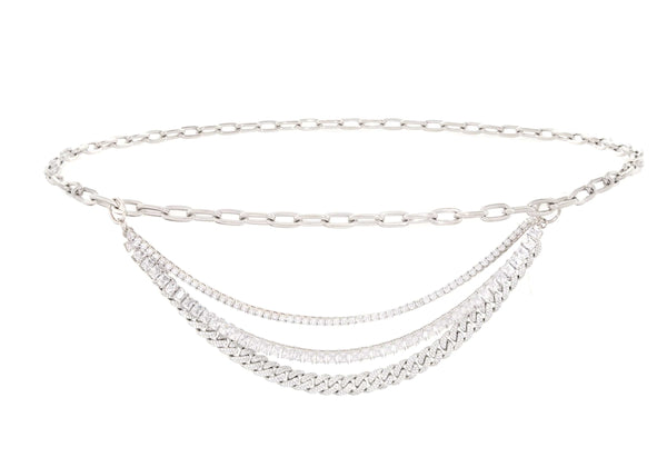 Judith Leiber Triple Chain Belt Silver
