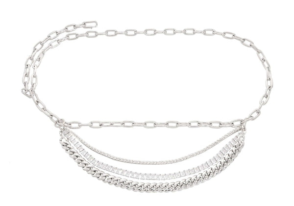 judith leiber Triple Chain Belt Silver