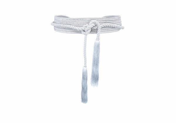 judith leiber Wrap Corded Cummerbund Belt Silver