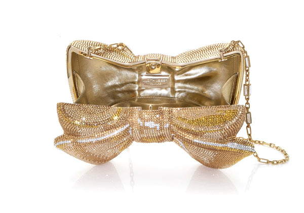 Judith Leiber Just For You Bow Gold Designer Clutch