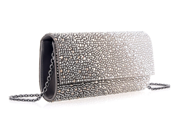 Judith Leiber Perry Crystal Caviar Gradient Platinum