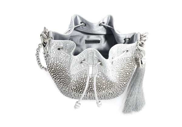 Judith Leiber Piper Bucket Caviar Gradient Platinum