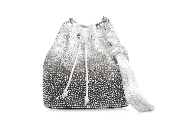 Judith Leiber Piper Bucket Caviar Gradient Platinum