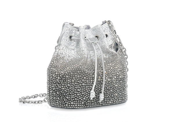 Judith Leiber Piper Bucket Caviar Gradient Platinum
