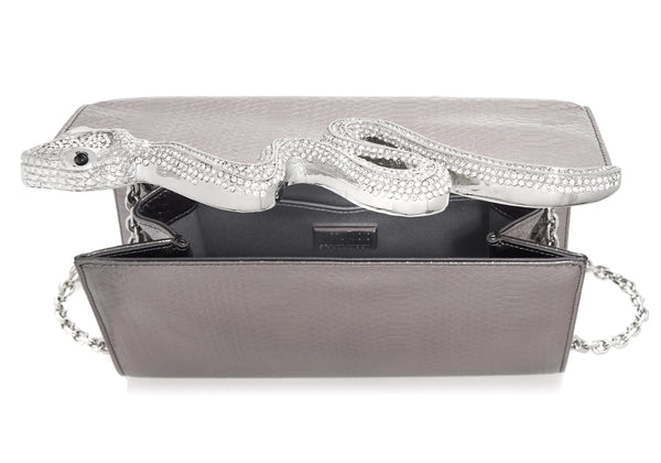 Judith Leiber Serpent Fizzoni Vegan Leather Gunmetal