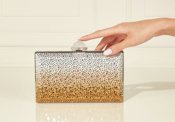 judith leiber Skylar Crystal Caviar Gradient Golden