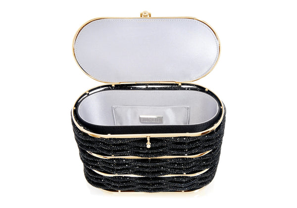 Judith Leiber Willow Crystal Woven Top Handle Black