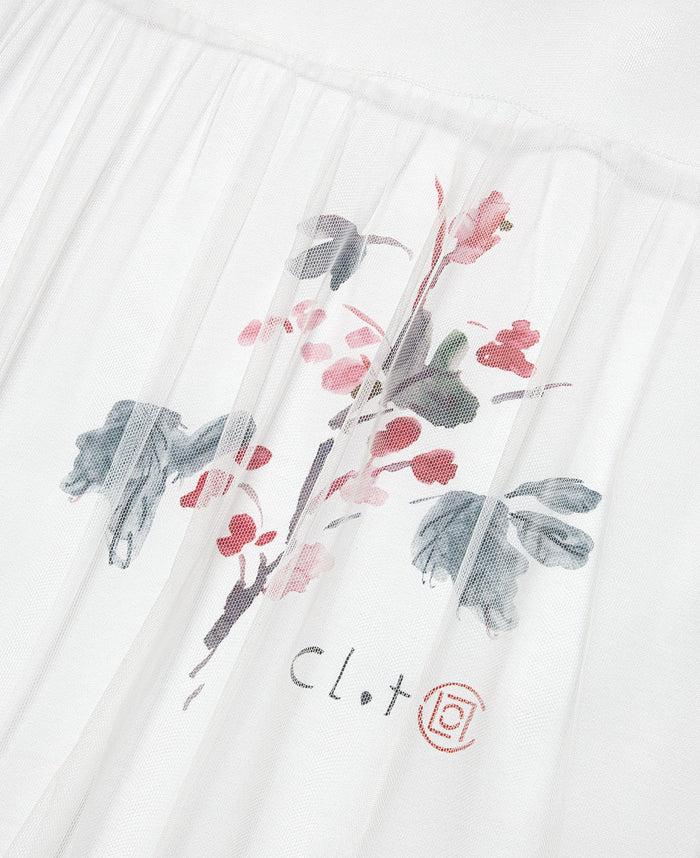 Juice Abstract Flower Power Painting T-Shirt (White)