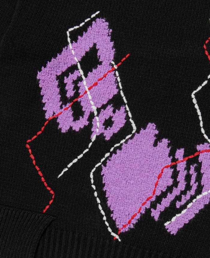 Juice Argyle Crew-neck Sweater (Black)