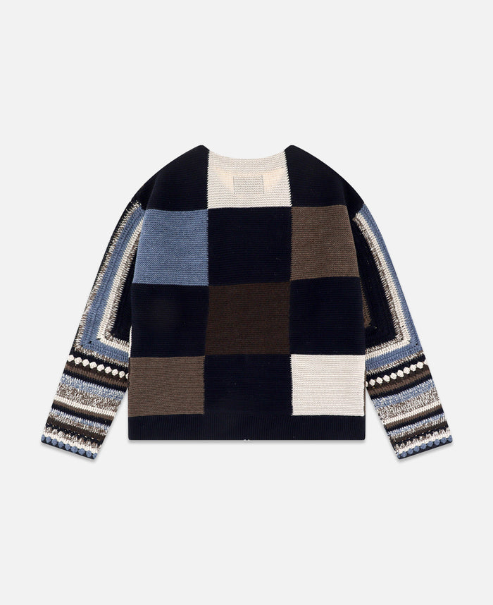 Juice Color Block Croche Knit Zip Up (Multi)