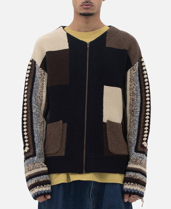 juice Color Block Croche Knit Zip Up (Multi)