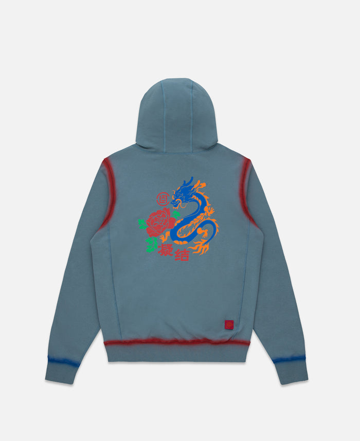 juice Enamel Dragon Print Hoodie (Blue)