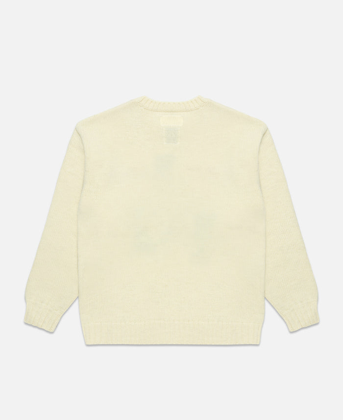 juice Intarsia Crew Neck Sweater (White)
