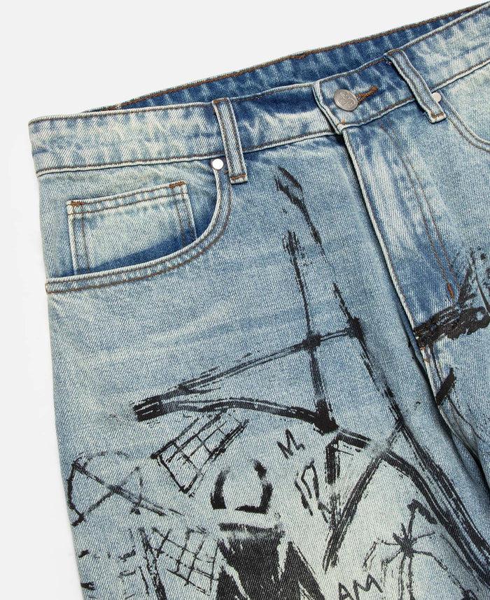 Juice Scribble Denim Pants (Blue)