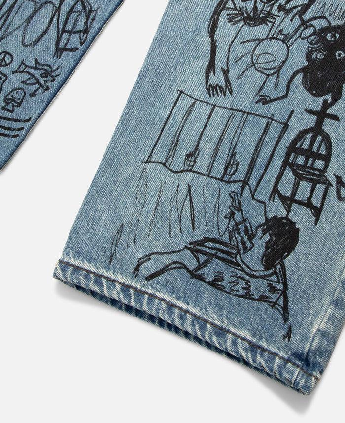 Juice Scribble Denim Pants (Blue)