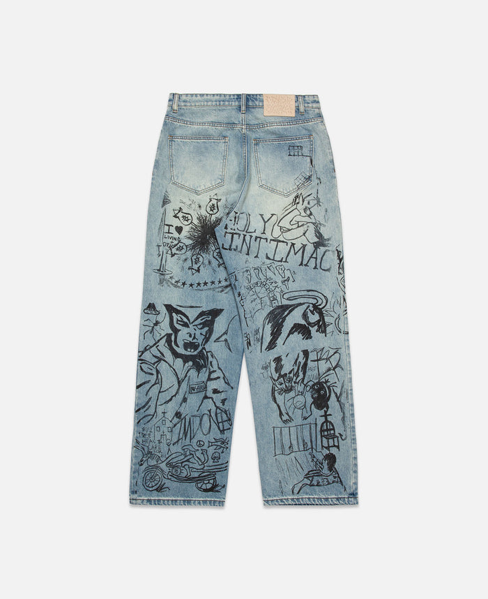 juice Scribble Denim Pants (Blue)