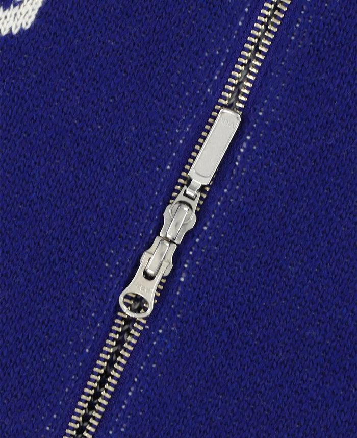 Juice Y.E.S Dice Full Zip-Up Knit Cardigan (Blue)