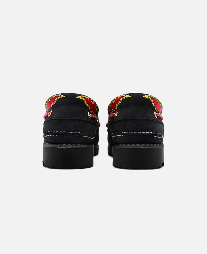 Juice Women's Noreen 3-Eye Lug Handsewn Boat Shoes (Black)