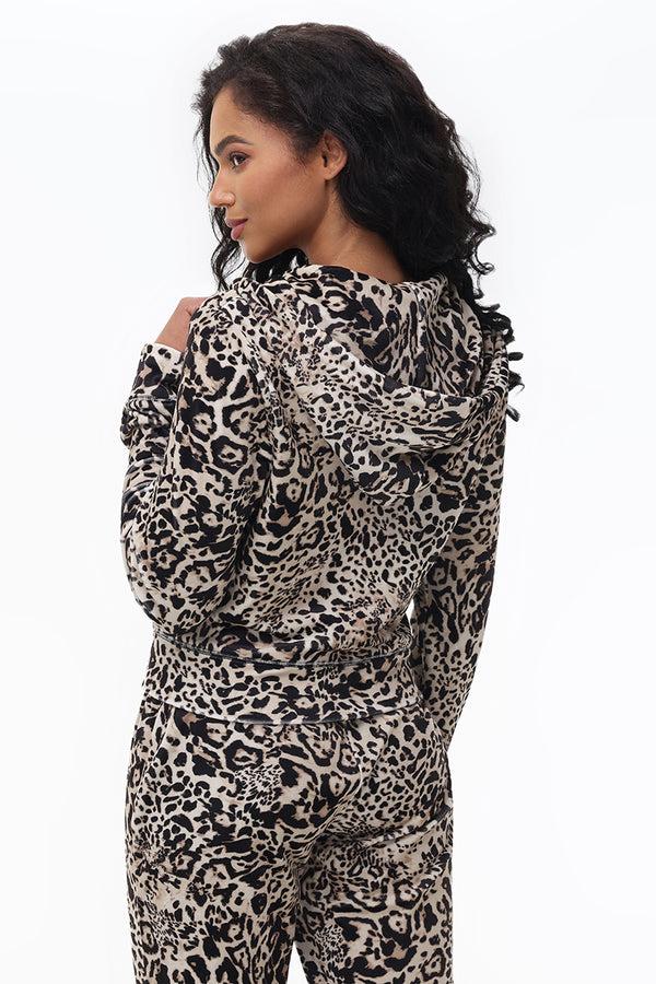 Juicy Couture Animal Print Small Bling Velour Hoodie