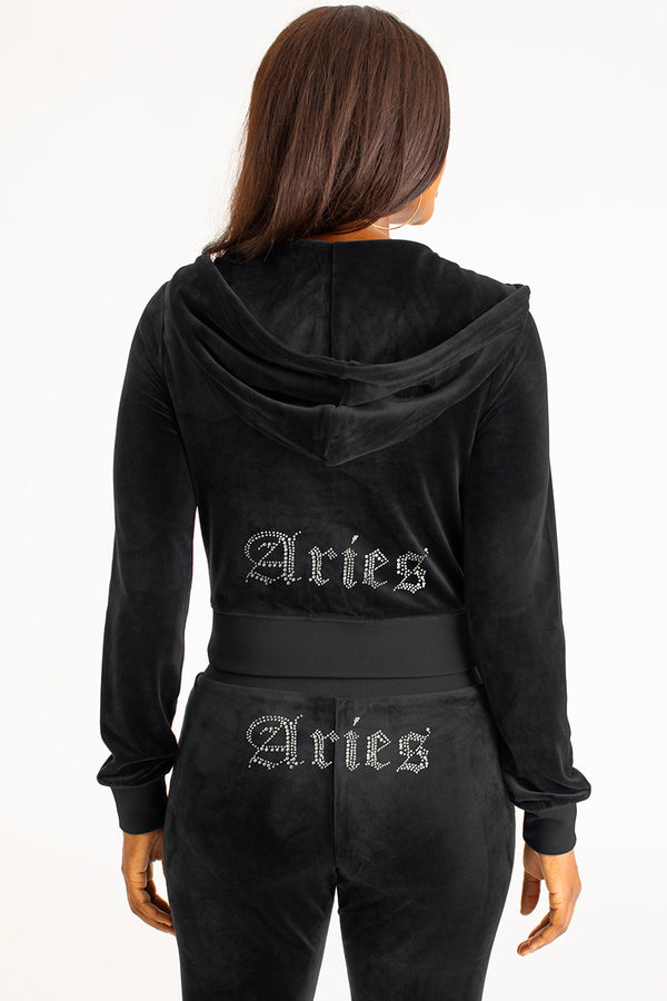Juicy Couture Aries Customizable Big Bling Velour Hoodie
