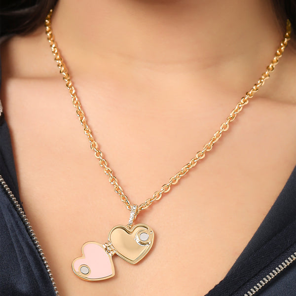 Juicy Couture Crystal Heart Locket Pendant Necklace