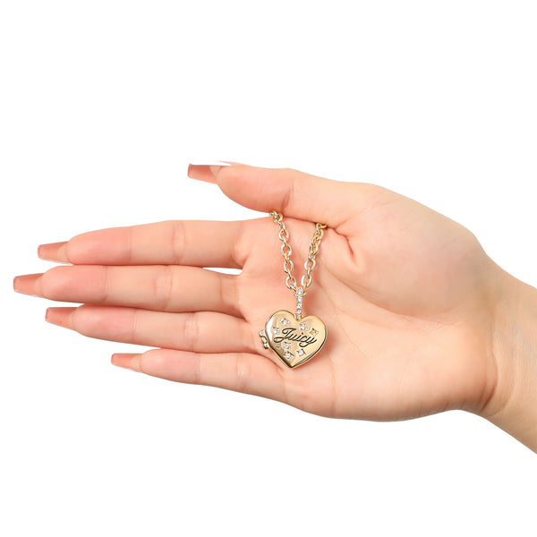 Juicy Couture Crystal Heart Locket Pendant Necklace