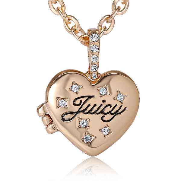 juicy couture Crystal Heart Locket Pendant Necklace