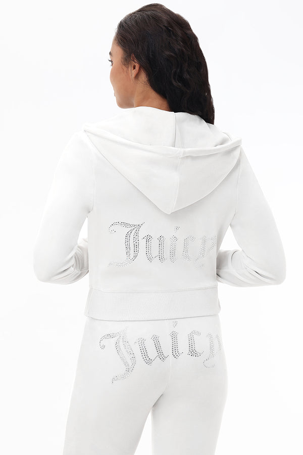 Juicy Couture Custom Initial OG Big Bling Velour Hoodie