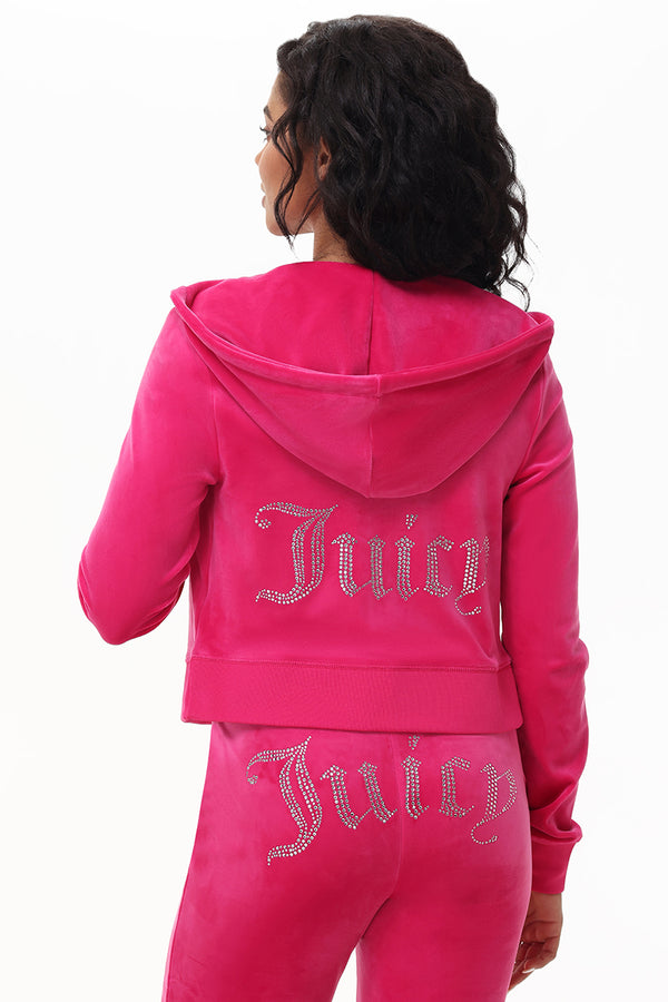 Juicy Couture Custom Initial OG Big Bling Velour Hoodie