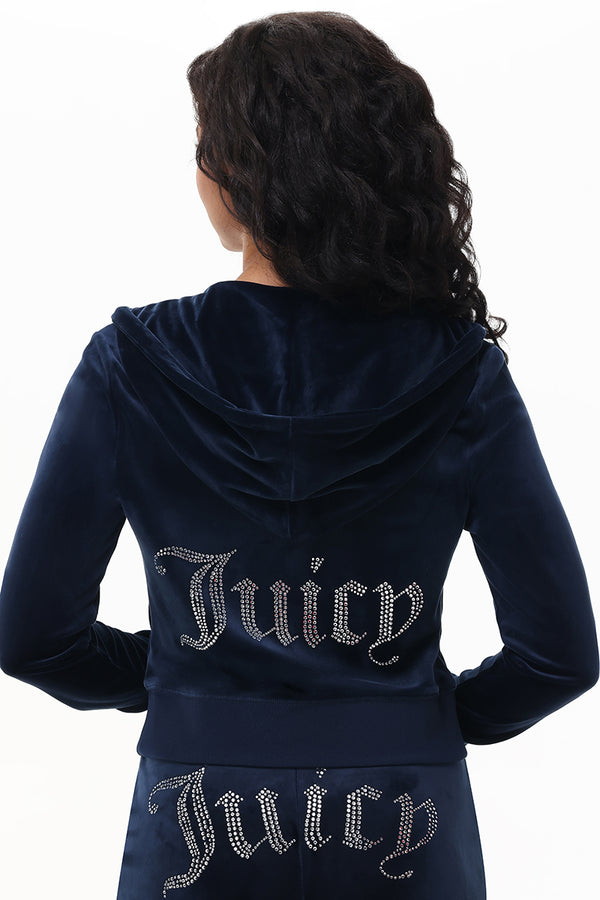 Juicy Couture Custom Initial OG Big Bling Velour Hoodie