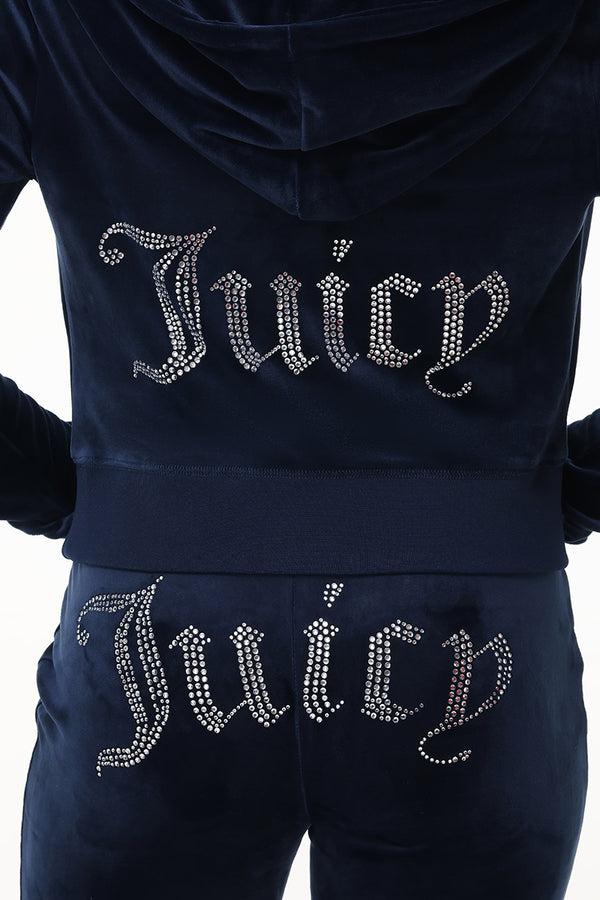 Juicy Couture Custom Initial OG Big Bling Velour Hoodie