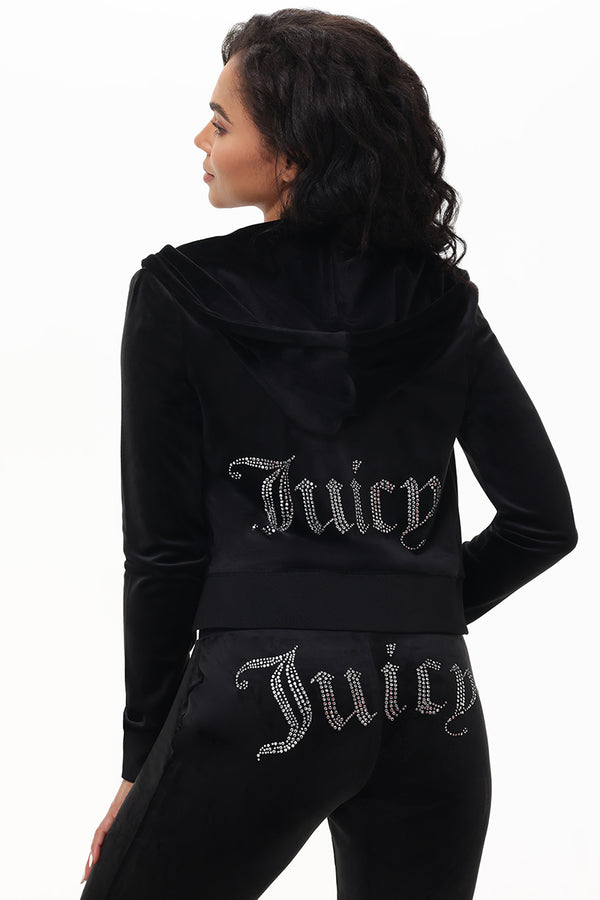 Juicy Couture Custom Initial OG Big Bling Velour Hoodie