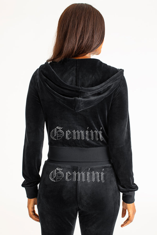 Juicy Couture Gemini Customizable Big Bling Velour Hoodie